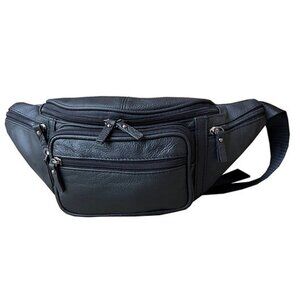 Roma Leather Unisex Waist Fanny Pack- 3079BK 💸